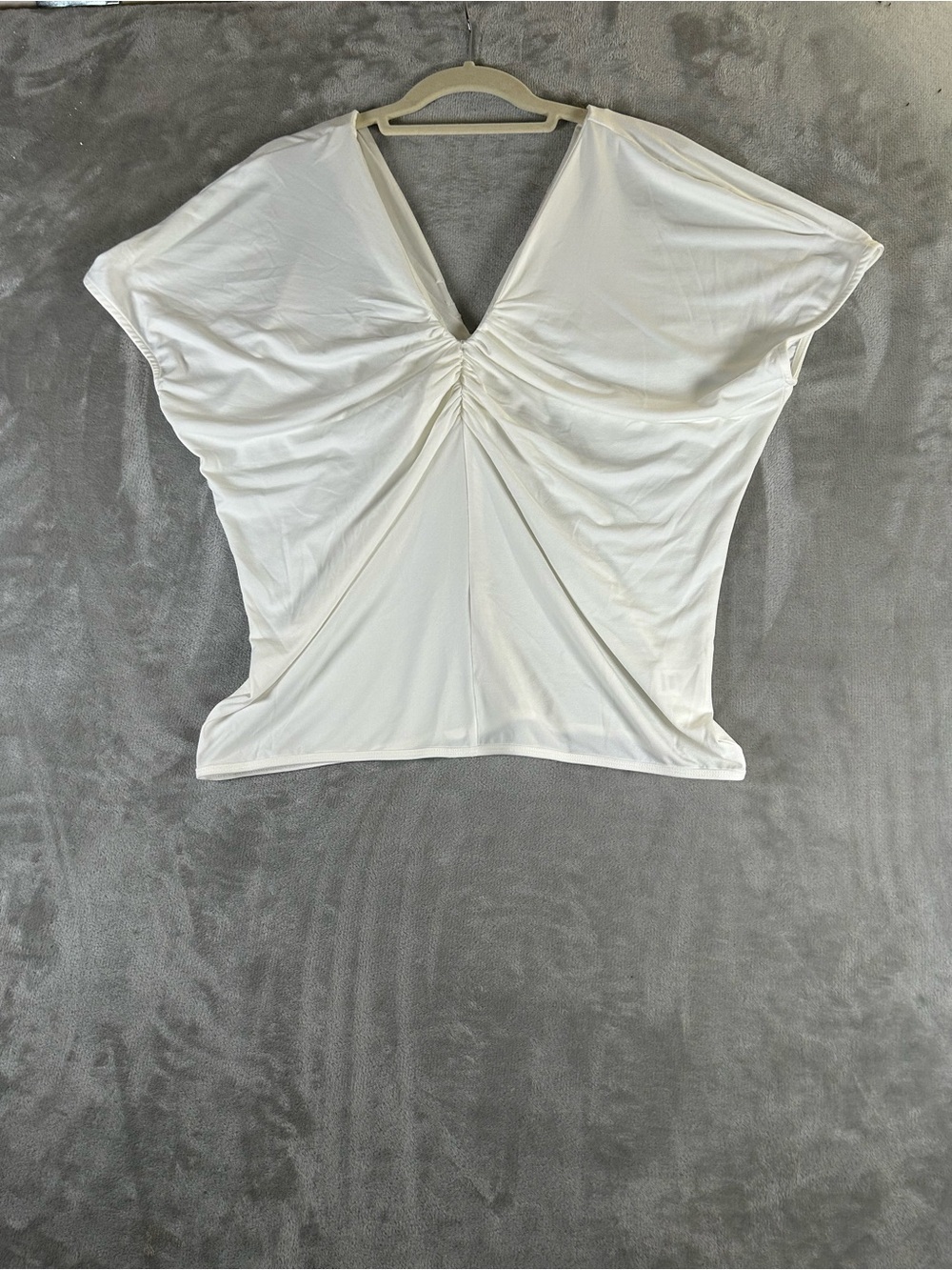 Bishop+young Women's White V-Neck Ruched Front Top
